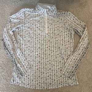SanSoleil Womens Beverage Liquor Martini Print UPF 1/4 Zip Pullover Size Large